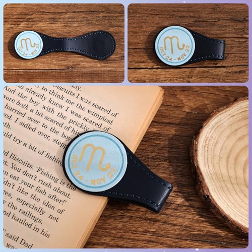 3 PCS Leather Magnetic Bookmark Clips, Zodiac PU Leather Bookmarks for Book Lovers, Full Set of Book Clip Accessories, Water Sign - style: Water Signs Constellation