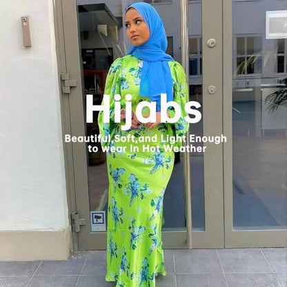 Harewom Long Sheer Chiffon Hijab Scarf for Women, Lightweight Shawl Wrap - color: Sky Blue