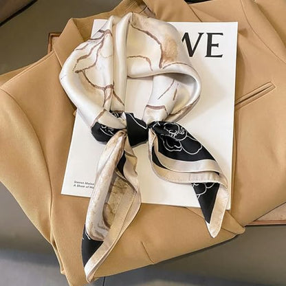 Print Silk Square Scarf Women Soft Satin Horse Hairband Neckerchief Office Hijab Headband Foulard Bag Ribbons Gift
