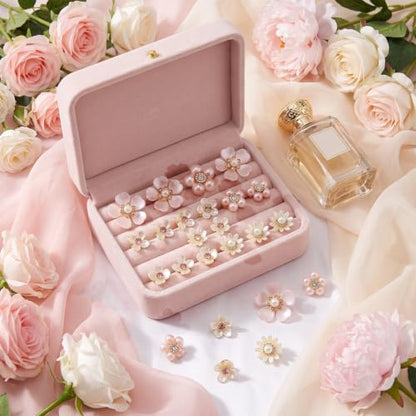 50 Pcs Pearl Rhinestone Brooch Pin Flower Embellishments Brooches and Pins for Women Lapel Pins No Sew Button Charms Accessories for Clothes Bags Wedding DIY Crafts, 5 Styles - color: Pink