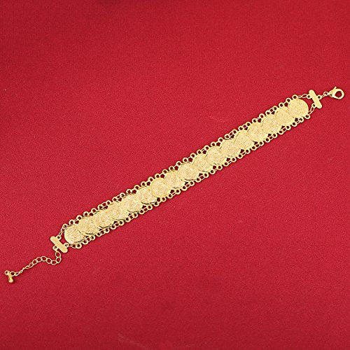 Small Cute Gold Plated Islamic Muslim Arab Money Coins Bracelet for Women Jewelry Bangle - style: Style D