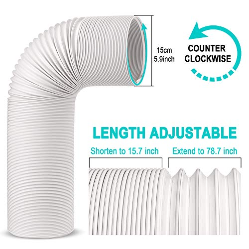 Jin&Bao 5.9" (6") Diameter AC Hose, 78.7" Length Portable Air Conditioner Exhaust Hose, Counterclockwise Thread, Universal Replacement - size: 5.9（6）'' - Counterclockwise