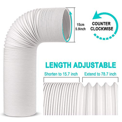Jin&Bao 5.9" (6") Diameter AC Hose, 78.7" Length Portable Air Conditioner Exhaust Hose, Counterclockwise Thread, Universal Replacement - size: 5.9（6）'' - Counterclockwise