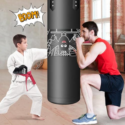 YORWHIN Punching Bag for Kids, 2.7FT Hanging Boxing Bag with Boxing Gloves, Kids Boxing Set Kickboxing Bag for Youth Boxing Karate Muay Thai Kick Taekwondo Training - style: Bats