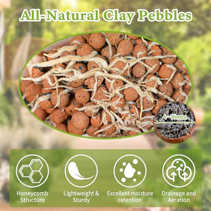 19LB Leca Clay Pebbles for Plants 4mm-16mm Clay Balls for Hydroponic | Drainage, Reusable, Aeration, Moisture Retention, Lightweight, Natural Leca for Orchids, Succulents, Terrariums, Aquaponics - size: 19LB