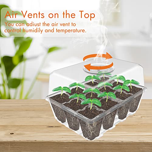 Gardzen 10 Pack Seed Starter Trays with Dome and Clear Base 120 Cell | Garden Propagator Kit with Clear Trays, 6.6"x4.5" Cells for Seed Germination, Seedlings and Indoor Plant Growing - color: Clear Trays With Clear Base
