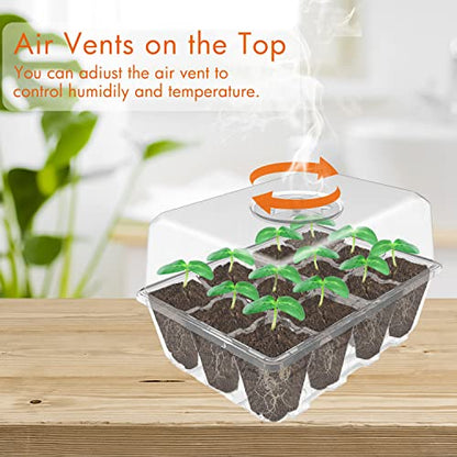 Gardzen 10 Pack Seed Starter Trays with Dome and Clear Base 120 Cell | Garden Propagator Kit with Clear Trays, 6.6"x4.5" Cells for Seed Germination, Seedlings and Indoor Plant Growing - color: Clear Trays With Clear Base