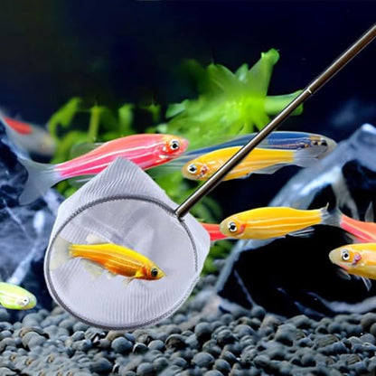 Aquarium Net with Extendable Long Handle, Adjustable Wastes Skimming Cleaning Tools Nylon Fishing Mesh Nets with Long Plastic Handle - color: round, style: L