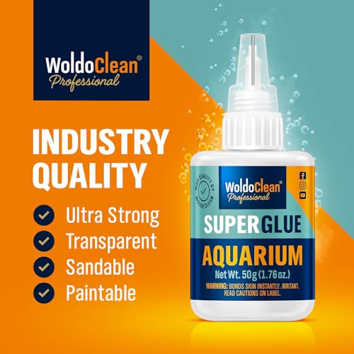 WoldoClean Aquarium Super Glue Gel 50g Fish Safe - Coral, Moss & Plants | Reef Adhesive for Aquascaping, Rocks & Driftwood, Freshwater & Saltwater