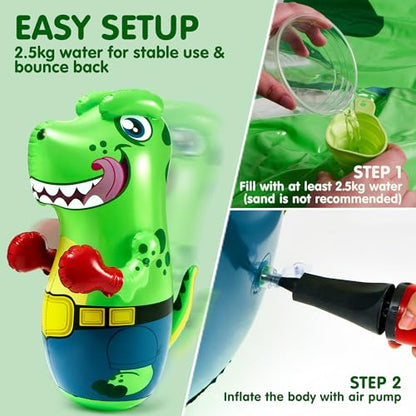 JOYIN Inflatable T.rex Dinosaur Bopper 47 Inches, Bop Bag Inflatable Punching Toy, Kids Punching Bag with Bounce-Back Action