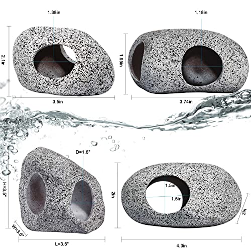 6 Pieces Aquarium Decoration Rock Caves Stackable Ceramic Fish Tank Hideout Cave Stone Ornaments Hideaway for Betta Shrimp Cichlid Hiding Breeding Spawning Decor