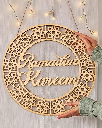 OLEEK ramadan door wreath (12in) ramadan mubarak sign - ramadan decorations for home 2026 - ramadan wreath - ramadan gifts for kids - ramadan door decoration - ramadan decor - ramadan mubarak door sign