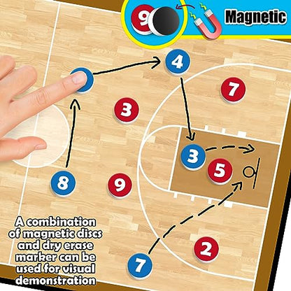 Torlam Magnetic Dry Erase Coach Board, Baseball, Soccer, Football, Basketball Coaching Clipboard - style: Basketball