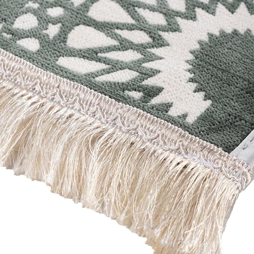 Modefa Turkish Islamic Prayer Mat - Chenille with Foam and Carrying Bag - Intricate Praying Rug Ramadan Eid Gift - Traditional Muslim Janamaz Seccade for Men Women - Mustaqim (Sage Green) - color: Sage Green