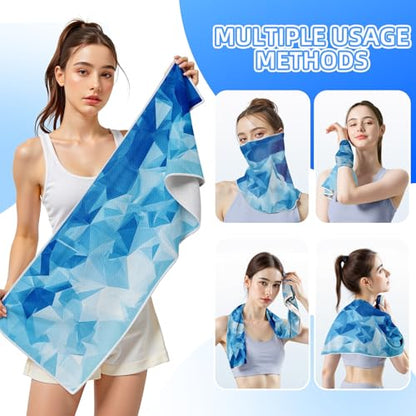 Cooling Sports Towel 39"X11.8" Cold Feeling Towel for Gym Fitness Running Yoga Microfiber Soft Quick Drying Breathable Lightweight Camping Towel Summer Hiking Climbing Workout Essentials(Blue) - color: Blue