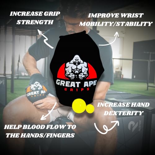Great Ape Grips Black, Grip Strength Trainer, Hand Strengthener, Forearm Strengthener, Hand Workout, Forearm Trainer, Grip Workout, Wrist Training, Finger Exercise, Hand Strengthener, Grip Trainer, Grip Exercise