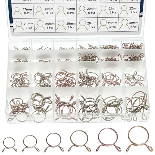 24Values Spring Hose Clamps Set 260PCS 5-30MM Spring Clips Clamp Assortment Kit for Motorcycle Scooter ATV - size: Spring Hose Clamps 260pcs