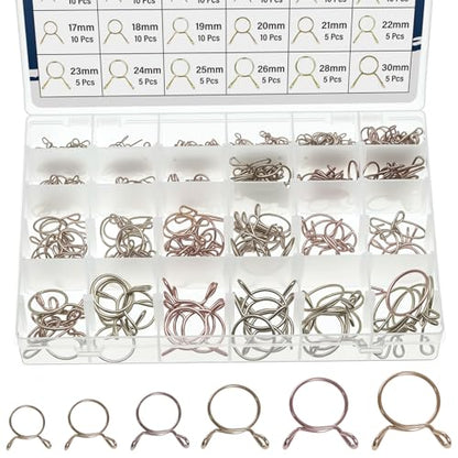 24Values Spring Hose Clamps Set 260PCS 5-30MM Spring Clips Clamp Assortment Kit for Motorcycle Scooter ATV - size: Spring Hose Clamps 260pcs