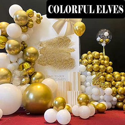 12 Inch 100 Pcs Latex Metallic Chrome Balloons Helium Shiny Thicken Balloons Party Decoration (Gold) - color: Gold