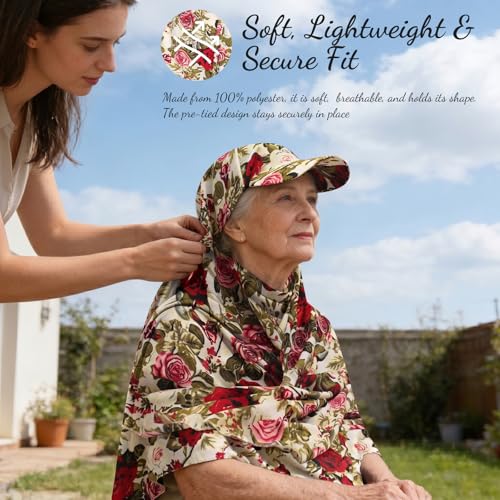 ZLYC Women Muslim Hijab Scarf with Visor Built-in Undercap Sun Protection Headwrap - color: Floral Beige