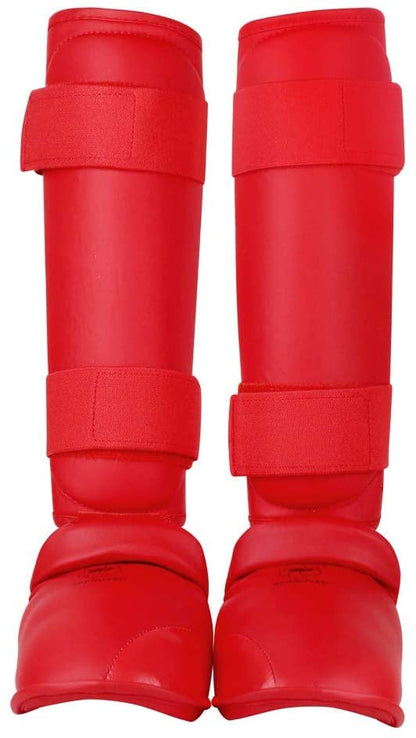 Wesing Karate Shin Instep Guard WKF Karate Shin Pad - color: Red, size: Medium