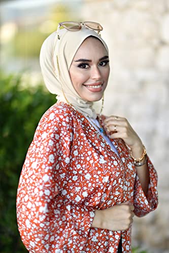 para life Snap Hijab for Women, Breathable Instant Hijabs|Standard Size Stretchable Cotton Sandy|Jersey Undercap - color: Beige