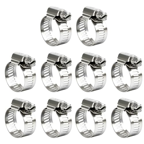 1 Inch Hose Clamp, 20 Pack Stainless Steel Hose Clamps for 5/8 Inch to 1 Inch Hose Pipe Adjustable Worm Gear Clamps Assortment Kit for Fuel Line Automotive Plumbing Mechanical - color: Metallic 20 Pcs, size: 1/2"~1"
