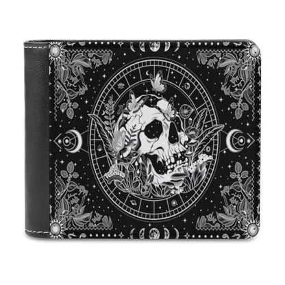 Moon And Floral Face Bifold Wallet 4.6x3.7 Inch,Slim Compact Folding Wallet with Card Slots And Cash Pocket Lightweight Wallet for Everyday Carry Travel Business - color: Moon and Floral Face