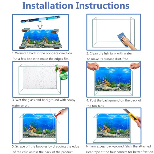 XCNO Aquarium Background for Fish Tank Wallpaper Black Blue Poster 12x33 in | Double-Sided Solid Colors, Glue-Free, Smooth Surface, Waterproof PVC, Easy to Intall and Clean, Simple to Trim, Reusable - size: 11.6" H x 33" L