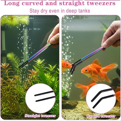 Stainless Steel Reptile Feeding Tongs & Spoon Set - 10.6" Straight & Curved Tweezers for Aquariums & Crafts - Feeder Tools with Rubber Tip for Bearded Dragons,Snake, Lizards - 3 Pack