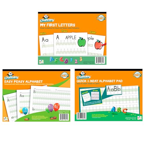 Channie's Beginner's Alphabet & Handwriting Workbooks, 3 Workbooks, Lots Practices with Visual Format, Easier Way to Learn Alphabet Summer School, Ideal for Homeschool Learning Activities - style: Beginner's Alphabet & Handwriting Workbooks