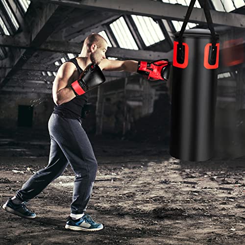 GYMAX Punching Bag Set, 56lbs Prefilled Heavy Duty Boxing Bag for Adults with 12OZ Punching Gloves & Two 95" Hand Wraps, 360°Hanging Kick Punching Bag for MMA Karate