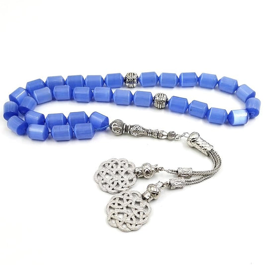 ALBASHAN Tasbih blue cat eye stone muslim bracelet 33 45 51 66 99 100 Beads islamic prayer beads Ramadan gifts Turkish jewelry misbaha - size: 10x13mmx51beads