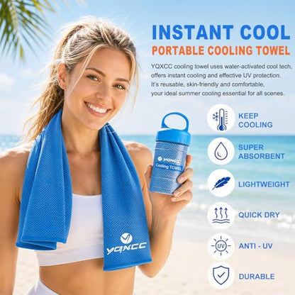 YQXCC 2 Pack Cooling Towels (47"x12"), Ice Cool Towel for Neck & Face | Cooling Neck Wraps, Soft Breathable Microfiber Chilly Towel for Yoga, Golf, Gym, Running, Camping & Hot Weather - color: 2*light Blue