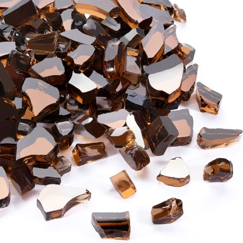 10 Pounds Fire Pit Glass, Copper Reflective Tempered Glass Rocks, High Luster, Fit for Natural and Propane Fire Pit Table, Fireplace and Landscaping | Firepit Glass Rock,High Luster, Fit for Natural and Propane Fire Pit Table, Fireplace and Landscaping -