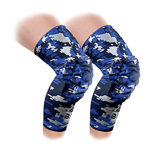 Bucwild Sports Pro Compression Padded Knee Sleeves Knee Pads Youth & Adult Basketball Football Wrestling Volleyball 1 Pair - color: Royal Blue Camo, size: Adult Large