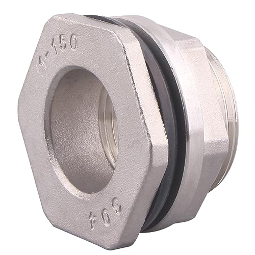 DERNORD 1" Female Bulkhead Water Tank Connector Stainless Steel Bulkhead Fittings Pack of 5 - size: 1 Inch, style: Pack of 5