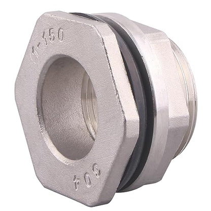 DERNORD 1" Female Bulkhead Water Tank Connector Stainless Steel Bulkhead Fittings Pack of 5 - size: 1 Inch, style: Pack of 5