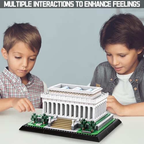 CAXIMSY Lincoln Memorial Building Block Set 979 Pcs Washington DC Architecture Model Kit for Adults & Teens Historic USA Landmark Home Office Desk Decor Display Gift - style: Lincoln Memorial Model