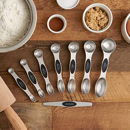 Mrs. Anderson’s Baking Dual-Sided Magnetic Measuring Spoons and Leveler, Heavyweight Stainless Steel, 8-Piece Set - style: Dual-Sided, Magnetic