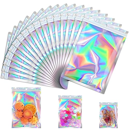 JETMORE Holographic Bags, 100 PCS Mylar Bags, 4x6in Candy Bags, Small Bags - color: Holographic, size: 4*6inch