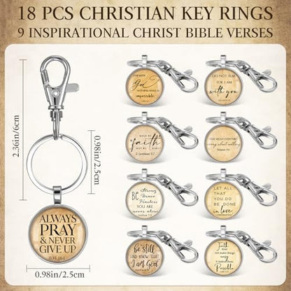 Fumete Christian Keychain Bulk Bible Verse Religious Key Chains Scripture Quote Positive Gift for Women Men Church Pastor - color: Silver