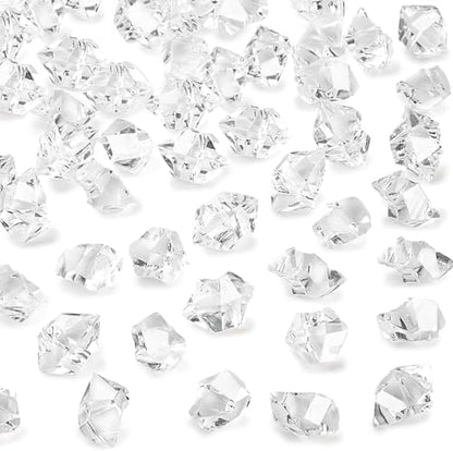 Gemstones and Crystals Fake Diamonds - About 375 pcs - Vase Filler - Jewels for Crafts - Fish Tank Rocks - Sensory Bin Filler Gems for Crafting - Fake Ice Aquarium Stones - color: Clear Rocks