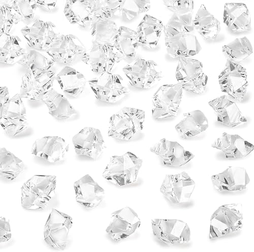 Gemstones and Crystals Fake Diamonds - About 375 pcs - Vase Filler - Jewels for Crafts - Fish Tank Rocks - Sensory Bin Filler Gems for Crafting - Fake Ice Aquarium Stones - color: Clear Rocks