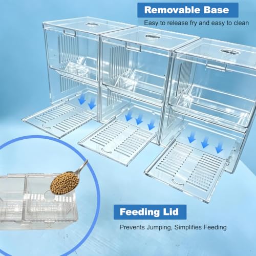 Fish Breeding Box,Breeding Box for Fish Tank,Fish Breeder Box for Aquarium | Triple-Chamber Transparent,With Suction Cups & Hook,Tank for Betta,Guppy,Shrimp,Separator & hatchery