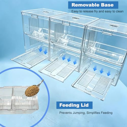 Fish Breeding Box,Breeding Box for Fish Tank,Fish Breeder Box for Aquarium | Triple-Chamber Transparent,With Suction Cups & Hook,Tank for Betta,Guppy,Shrimp,Separator & hatchery
