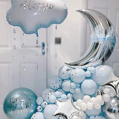 54Pcs Star Foil Balloons Moon Foil Mylar Balloons with 50Pcs Silver Star Balloons and 4Pcs Large Moon Foil Balloons for Baby Shower Christmas Anniversary Engagement Wedding Birthday Party Decoration : Toys & Games
