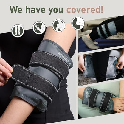 Medium Gel Ice Packs for Injuries Reusable Wrap with Straps - Hot and Cold Pack for Pain Relief, Tennis Elbow, Ankle, Foot, Hand - 8" x 12" - Grey - size: Medium, style: Grey