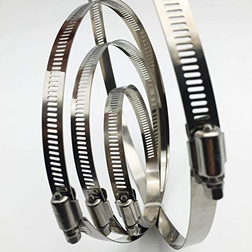 Upgraded Version 4" (Diameter) Thicken Adjustable 304 Stainless Steel Duct Clamps Pipe Clamp Air Ducting Clamp worm drive hose clamps (4Pcs, 91mm-114mm) - size: T 4" -4Pcs