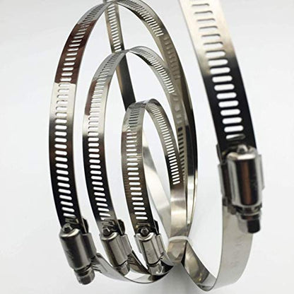 Upgraded Version 4" (Diameter) Thicken Adjustable 304 Stainless Steel Duct Clamps Pipe Clamp Air Ducting Clamp worm drive hose clamps (4Pcs, 91mm-114mm) - size: T 4" -4Pcs